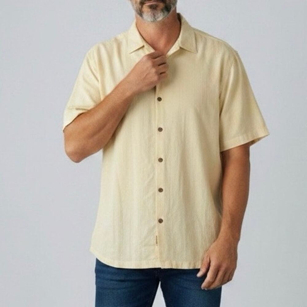 Tommy Bahama 100% Silk Camp Shirt XXL Yellow Resort Coastal Luxury Aloha Y2K